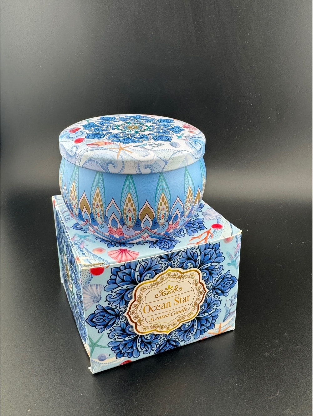 Ocean Star Scented Candle in Decorative Blue Tin Jar